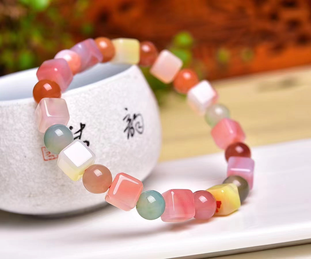 yan yuan Agate Sugar Cube Bracelet 8mm